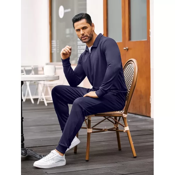 COOFANDY Men's 2 Piece Tracksuit Set Jogging Sweatsuit Workout Athletic Casual Quarter Zip Suit