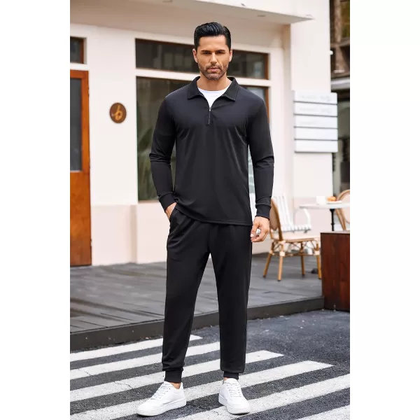 COOFANDY Men's 2 Piece Tracksuit Set Jogging Sweatsuit Workout Athletic Casual Quarter Zip Suit
