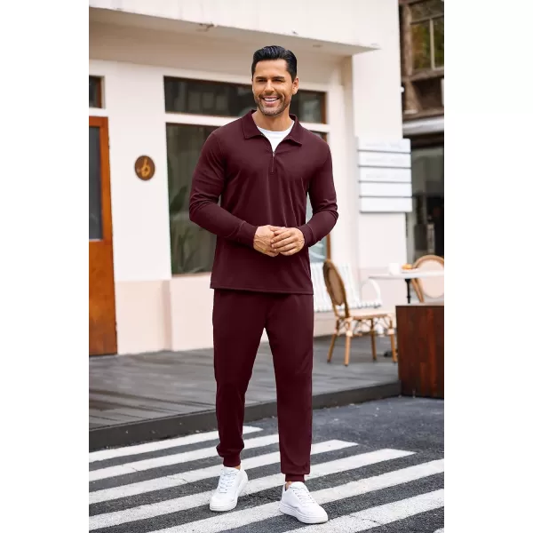 COOFANDY Men's 2 Piece Tracksuit Set Jogging Sweatsuit Workout Athletic Casual Quarter Zip Suit