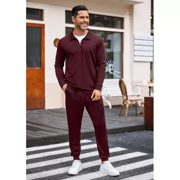 COOFANDY Men's 2 Piece Tracksuit Set Jogging Sweatsuit Workout Athletic Casual Quarter Zip Suit