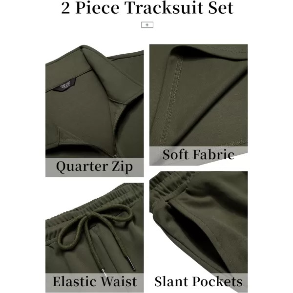 COOFANDY Men's 2 Piece Tracksuit Set Jogging Sweatsuit Workout Athletic Casual Quarter Zip Suit