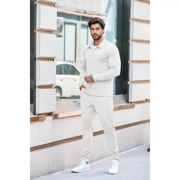 COOFANDY Men's 2 Piece Tracksuit Set Jogging Sweatsuit Workout Athletic Casual Quarter Zip Suit