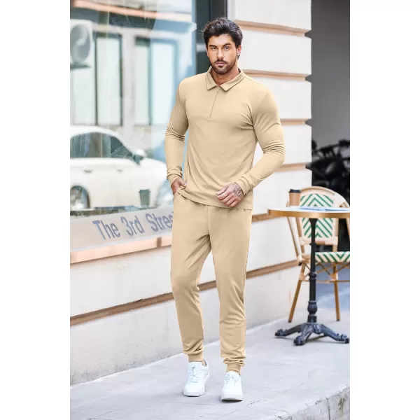 COOFANDY Men's 2 Piece Tracksuit Set Jogging Sweatsuit Workout Athletic Casual Quarter Zip Suit