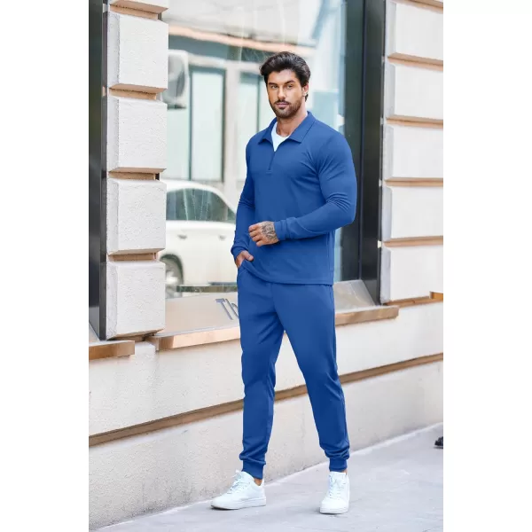 COOFANDY Men's 2 Piece Tracksuit Set Jogging Sweatsuit Workout Athletic Casual Quarter Zip Suit
