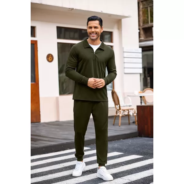 COOFANDY Men's 2 Piece Tracksuit Set Jogging Sweatsuit Workout Athletic Casual Quarter Zip Suit
