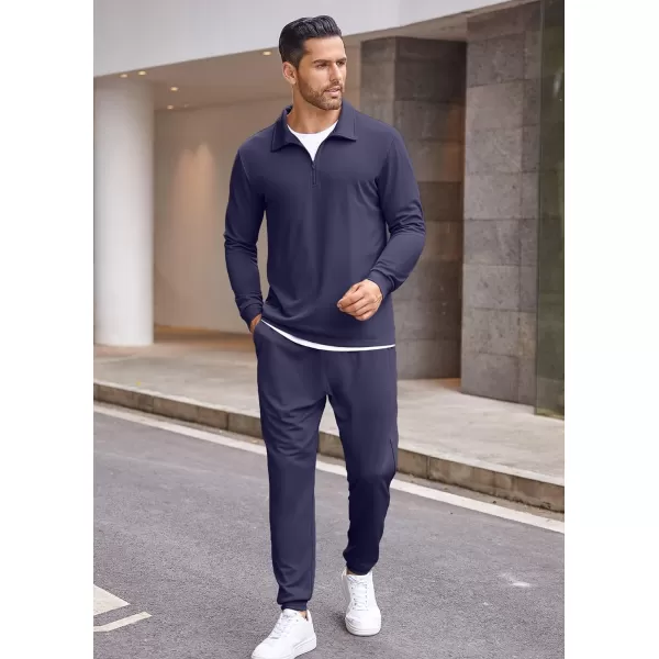COOFANDY Men's 2 Piece Tracksuit Set Jogging Sweatsuit Workout Athletic Casual Quarter Zip Suit