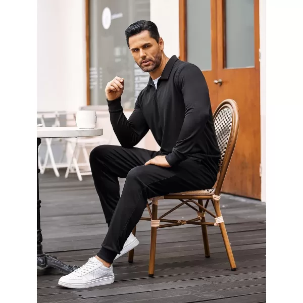 COOFANDY Men's 2 Piece Tracksuit Set Jogging Sweatsuit Workout Athletic Casual Quarter Zip Suit