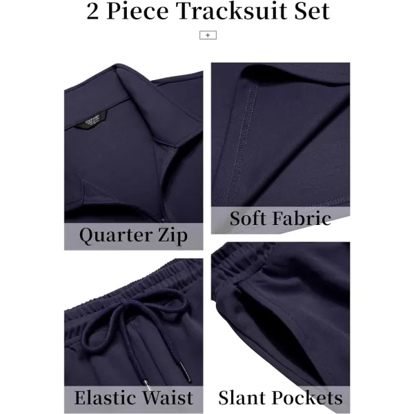 COOFANDY Men's 2 Piece Tracksuit Set Jogging Sweatsuit Workout Athletic Casual Quarter Zip Suit