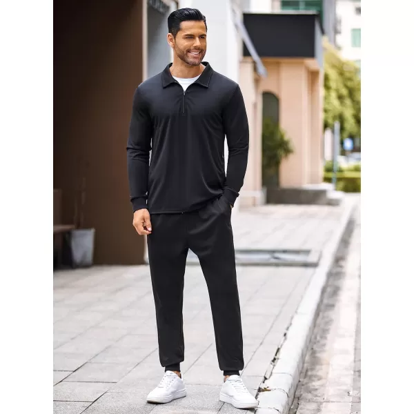 COOFANDY Men's 2 Piece Tracksuit Set Jogging Sweatsuit Workout Athletic Casual Quarter Zip Suit
