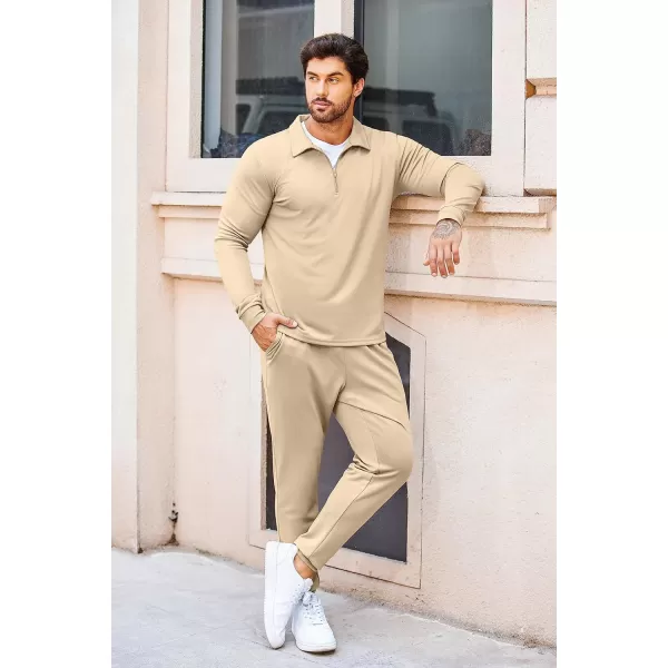 COOFANDY Men's 2 Piece Tracksuit Set Jogging Sweatsuit Workout Athletic Casual Quarter Zip Suit