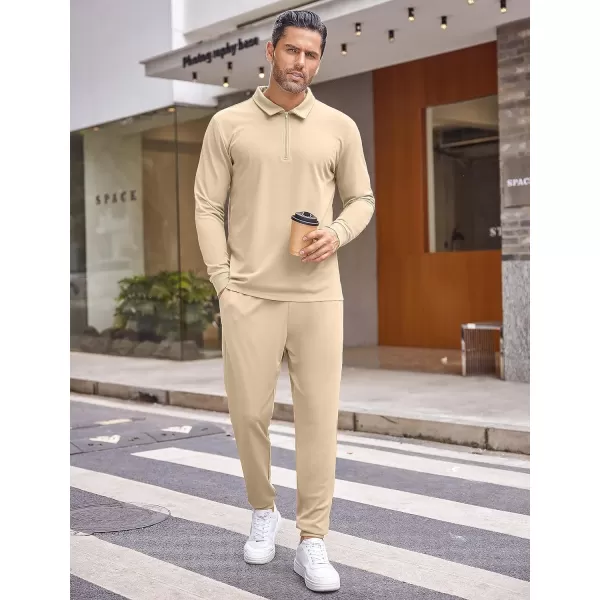 COOFANDY Men's 2 Piece Tracksuit Set Jogging Sweatsuit Workout Athletic Casual Quarter Zip Suit