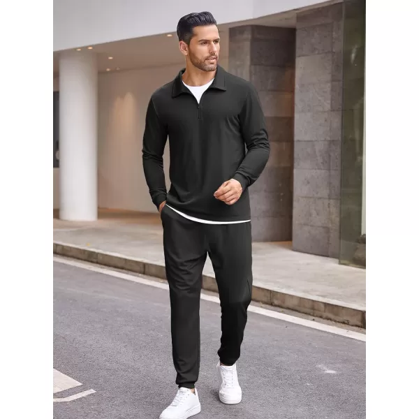 COOFANDY Men's 2 Piece Tracksuit Set Jogging Sweatsuit Workout Athletic Casual Quarter Zip Suit