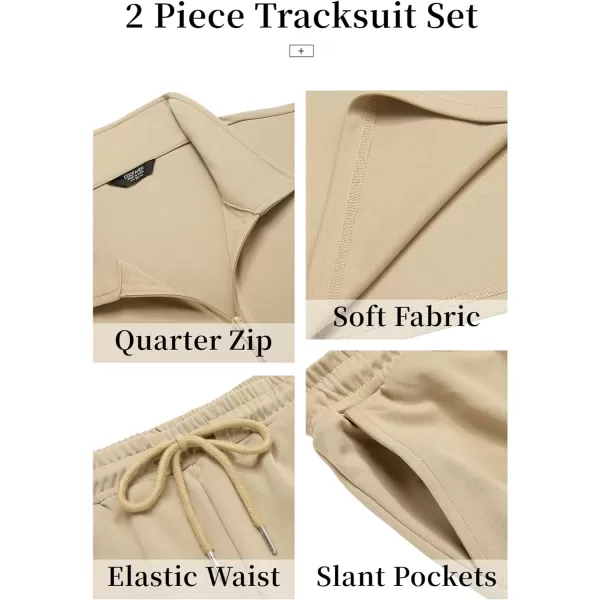 COOFANDY Men's 2 Piece Tracksuit Set Jogging Sweatsuit Workout Athletic Casual Quarter Zip Suit