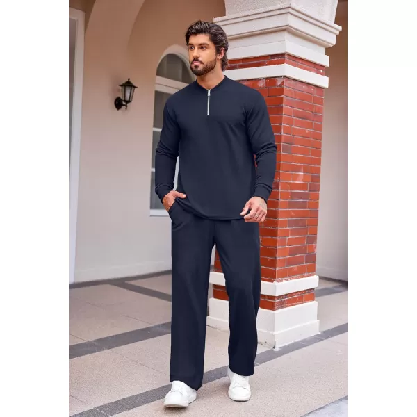 COOFANDY Men's 2 Piece Tracksuit Set Polo Athletic Sweatsuit Quarter Zip Jogging Long Sleeve Casual Sports Outfits