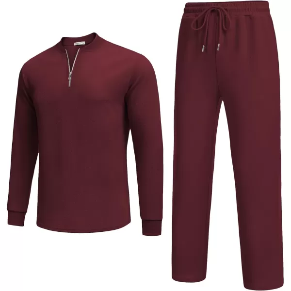 COOFANDY Men's 2 Piece Tracksuit Set Polo Athletic Sweatsuit Quarter Zip Jogging Long Sleeve Casual Sports Outfits