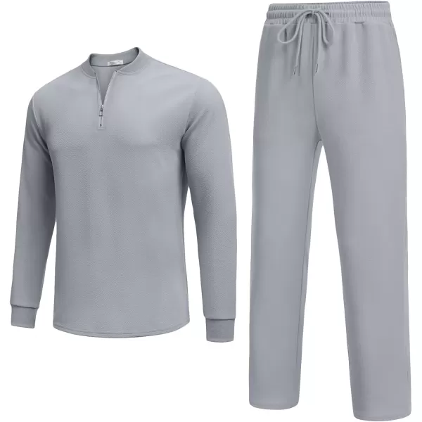 COOFANDY Men's 2 Piece Tracksuit Set Polo Athletic Sweatsuit Quarter Zip Jogging Long Sleeve Casual Sports Outfits