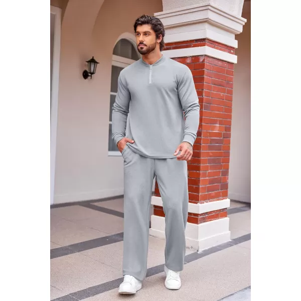COOFANDY Men's 2 Piece Tracksuit Set Polo Athletic Sweatsuit Quarter Zip Jogging Long Sleeve Casual Sports Outfits