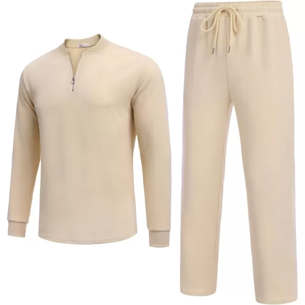 COOFANDY Men's 2 Piece Tracksuit Set Polo Athletic Sweatsuit Quarter Zip Jogging Long Sleeve Casual Sports Outfits