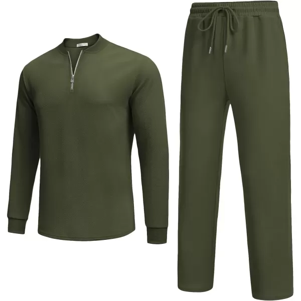 COOFANDY Men's 2 Piece Tracksuit Set Polo Athletic Sweatsuit Quarter Zip Jogging Long Sleeve Casual Sports Outfits