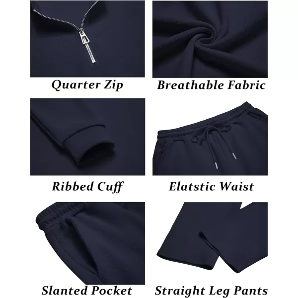 COOFANDY Men's 2 Piece Tracksuit Set Polo Athletic Sweatsuit Quarter Zip Jogging Long Sleeve Casual Sports Outfits