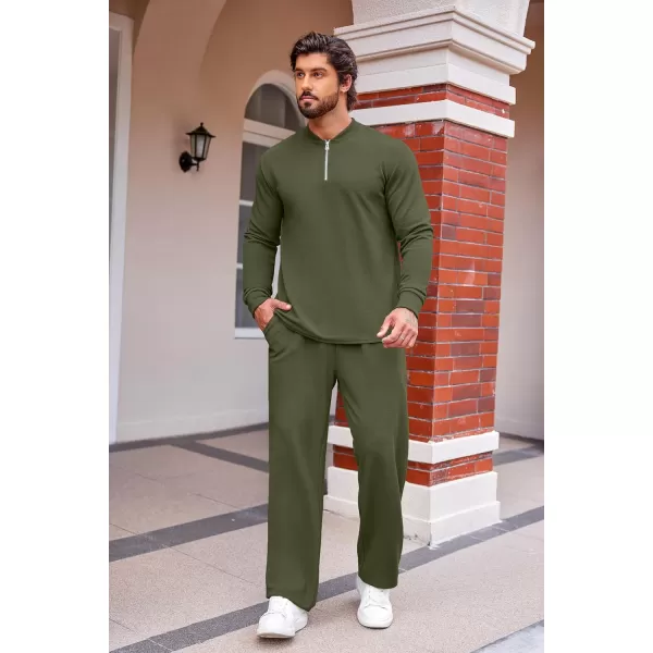 COOFANDY Men's 2 Piece Tracksuit Set Polo Athletic Sweatsuit Quarter Zip Jogging Long Sleeve Casual Sports Outfits
