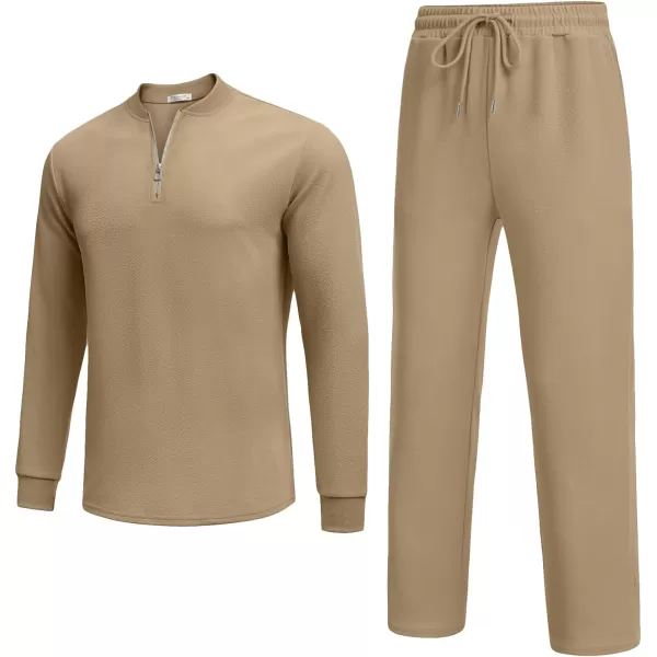 COOFANDY Men's 2 Piece Tracksuit Set Polo Athletic Sweatsuit Quarter Zip Jogging Long Sleeve Casual Sports Outfits