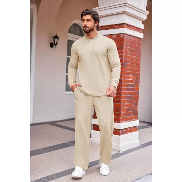 COOFANDY Men's 2 Piece Tracksuit Set Polo Athletic Sweatsuit Quarter Zip Jogging Long Sleeve Casual Sports Outfits