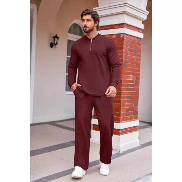 COOFANDY Men's 2 Piece Tracksuit Set Polo Athletic Sweatsuit Quarter Zip Jogging Long Sleeve Casual Sports Outfits