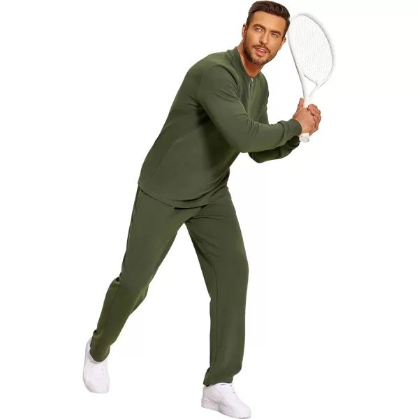 COOFANDY Men's 2 Piece Tracksuit Set Polo Athletic Sweatsuit Quarter Zip Jogging Long Sleeve Casual Sports Outfits