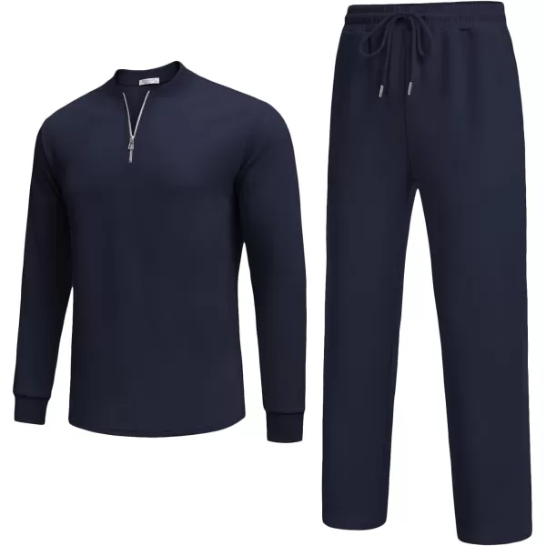 COOFANDY Men's 2 Piece Tracksuit Set Polo Athletic Sweatsuit Quarter Zip Jogging Long Sleeve Casual Sports Outfits