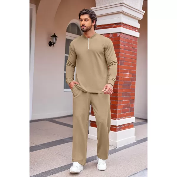 COOFANDY Men's 2 Piece Tracksuit Set Polo Athletic Sweatsuit Quarter Zip Jogging Long Sleeve Casual Sports Outfits