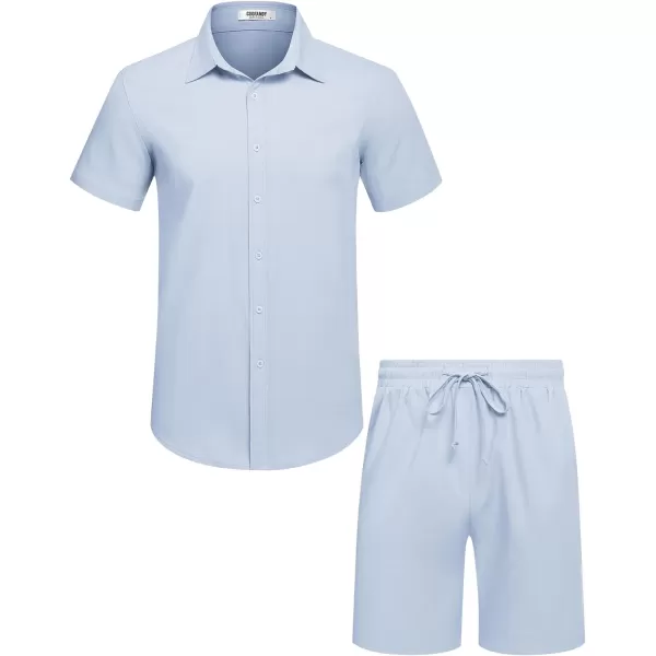 COOFANDY Men's 2 Pieces Cotton Linen Set Short Sleeve Button Down Shirts Summer Beach Shorts Casual Outfits