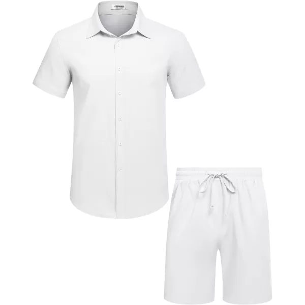 COOFANDY Men's 2 Pieces Cotton Linen Set Short Sleeve Button Down Shirts Summer Beach Shorts Casual Outfits