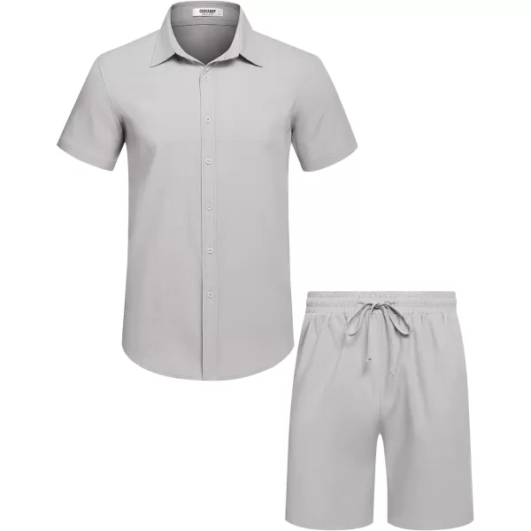 COOFANDY Men's 2 Pieces Cotton Linen Set Short Sleeve Button Down Shirts Summer Beach Shorts Casual Outfits