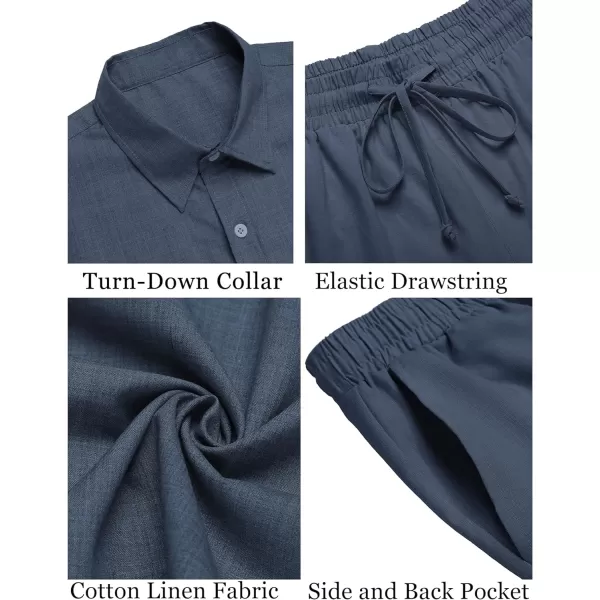 COOFANDY Men's 2 Pieces Cotton Linen Set Short Sleeve Button Down Shirts Summer Beach Shorts Casual Outfits