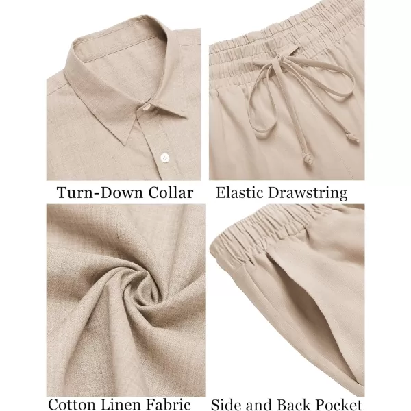 COOFANDY Men's 2 Pieces Cotton Linen Set Short Sleeve Button Down Shirts Summer Beach Shorts Casual Outfits