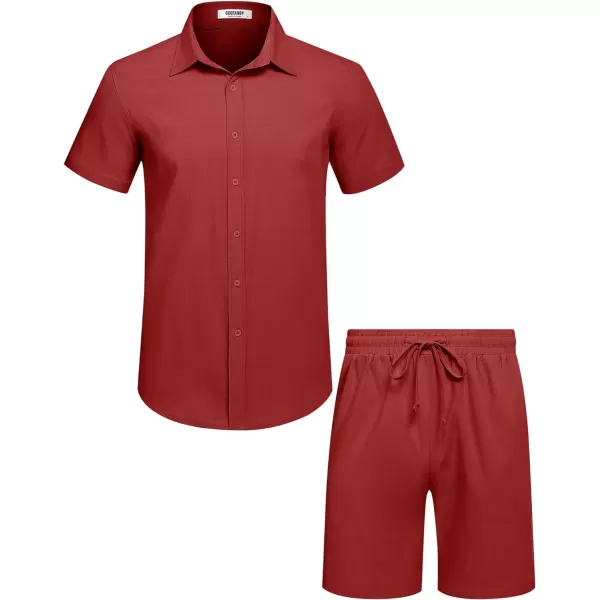 COOFANDY Men's 2 Pieces Cotton Linen Set Short Sleeve Button Down Shirts Summer Beach Shorts Casual Outfits