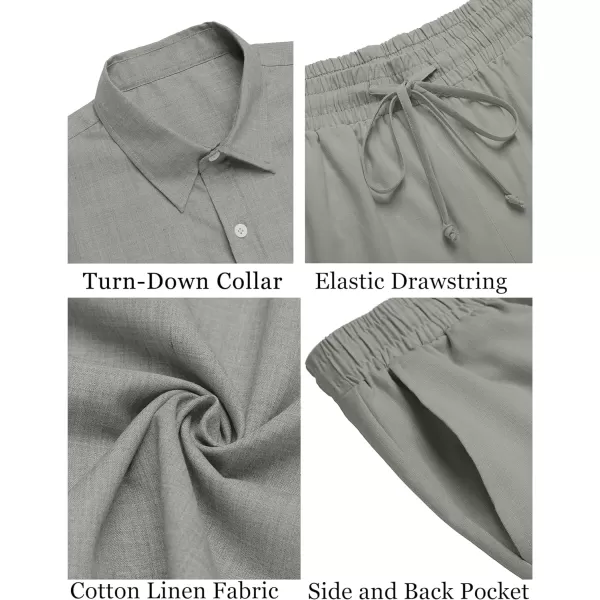 COOFANDY Men's 2 Pieces Cotton Linen Set Short Sleeve Button Down Shirts Summer Beach Shorts Casual Outfits