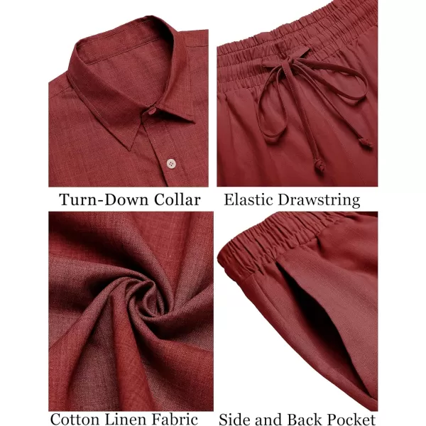 COOFANDY Men's 2 Pieces Cotton Linen Set Short Sleeve Button Down Shirts Summer Beach Shorts Casual Outfits