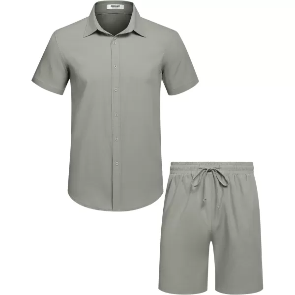 COOFANDY Men's 2 Pieces Cotton Linen Set Short Sleeve Button Down Shirts Summer Beach Shorts Casual Outfits