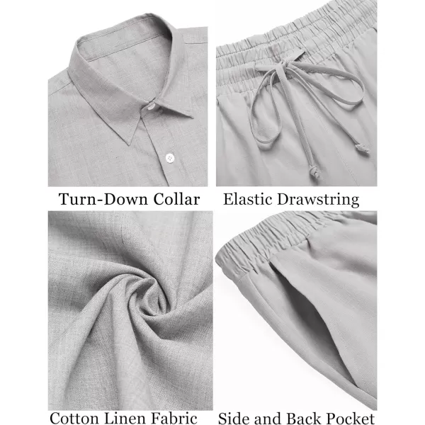 COOFANDY Men's 2 Pieces Cotton Linen Set Short Sleeve Button Down Shirts Summer Beach Shorts Casual Outfits