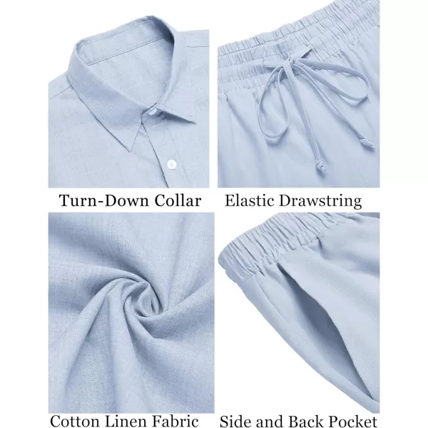 COOFANDY Men's 2 Pieces Cotton Linen Set Short Sleeve Button Down Shirts Summer Beach Shorts Casual Outfits