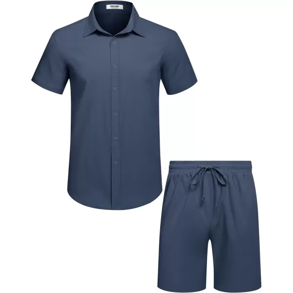 COOFANDY Men's 2 Pieces Cotton Linen Set Short Sleeve Button Down Shirts Summer Beach Shorts Casual Outfits