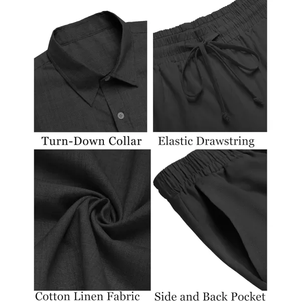 COOFANDY Men's 2 Pieces Cotton Linen Set Short Sleeve Button Down Shirts Summer Beach Shorts Casual Outfits