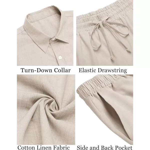 COOFANDY Men's 2 Pieces Cotton Linen Set Short Sleeve Button Down Shirts Summer Beach Shorts Casual Outfits