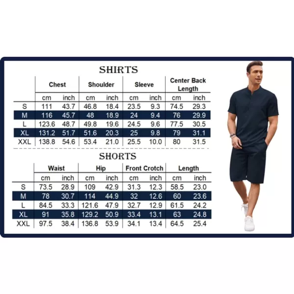 COOFANDY Men's 2 Pieces Linen Set Casual Henley Shirts Short Sleeve Beach Yoga Shorts Summer Pants Outfits