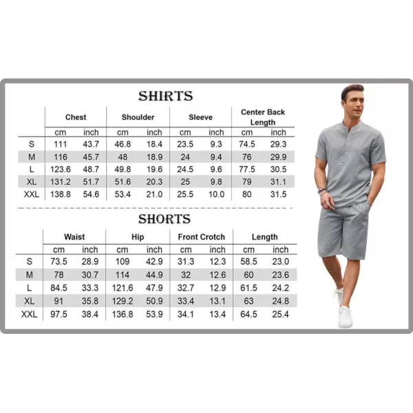 COOFANDY Men's 2 Pieces Linen Set Casual Henley Shirts Short Sleeve Beach Yoga Shorts Summer Pants Outfits