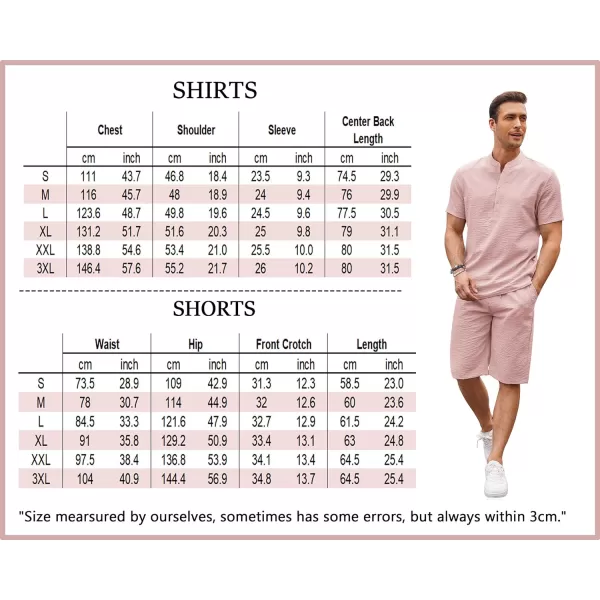 COOFANDY Men's 2 Pieces Linen Set Casual Henley Shirts Short Sleeve Beach Yoga Shorts Summer Pants Outfits