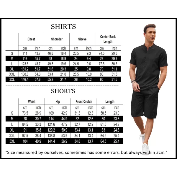 COOFANDY Men's 2 Pieces Linen Set Casual Henley Shirts Short Sleeve Beach Yoga Shorts Summer Pants Outfits