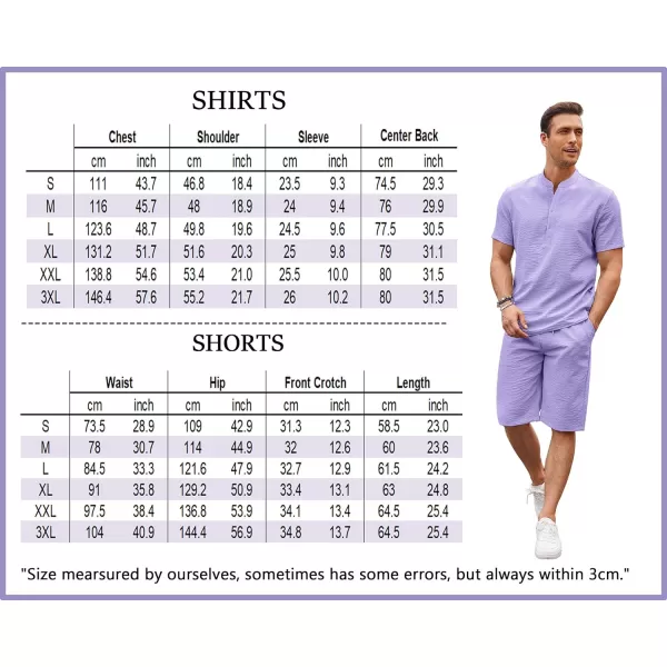COOFANDY Men's 2 Pieces Linen Set Casual Henley Shirts Short Sleeve Beach Yoga Shorts Summer Pants Outfits